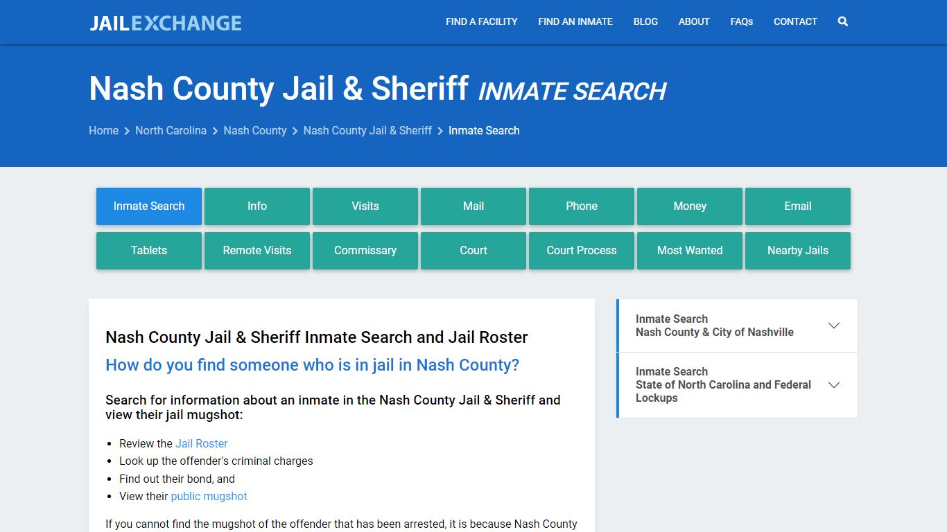 Nash County Jail & Sheriff Inmate Search - Jail Exchange